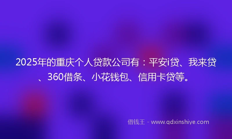 2025年的重庆个人贷款公司有：平安i贷、我来贷、360借条、小花钱包、信用卡贷等。