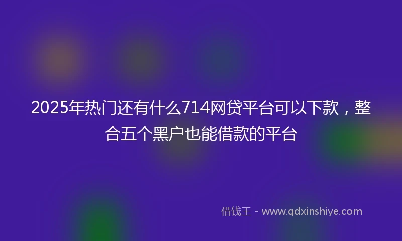 2025年热门还有什么714网贷平台可以下款，整合五个黑户也能借款的平台
