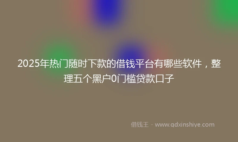 2025年热门随时下款的借钱平台有哪些软件，整理五个黑户0门槛贷款口子