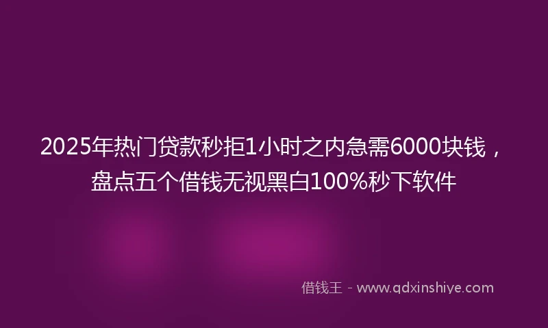 2025年热门贷款秒拒1小时之内急需6000块钱，盘点五个借钱无视黑白100%秒下软件