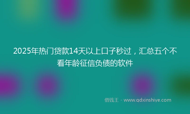 2025年热门贷款14天以上口子秒过，汇总五个不看年龄征信负债的软件