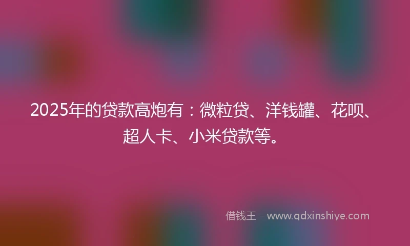 2025年的贷款高炮有：微粒贷、洋钱罐、花呗、超人卡、小米贷款等。