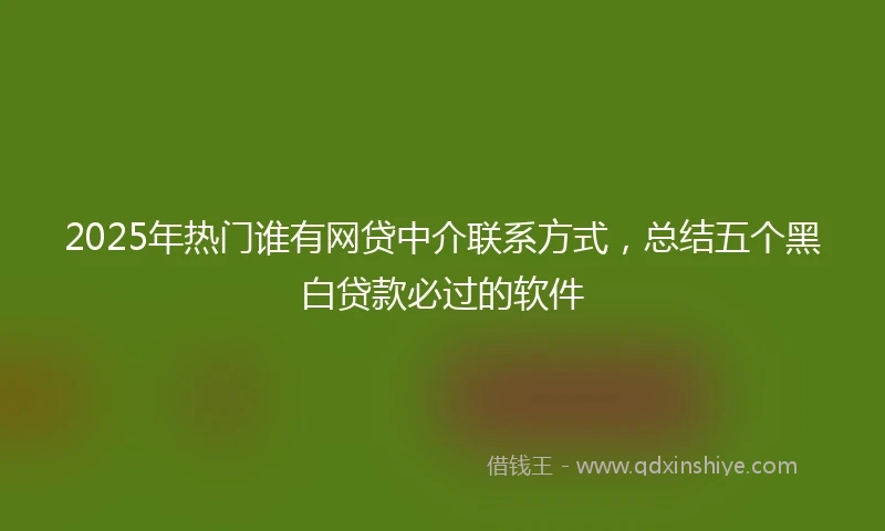 2025年热门谁有网贷中介联系方式，总结五个黑白贷款必过的软件