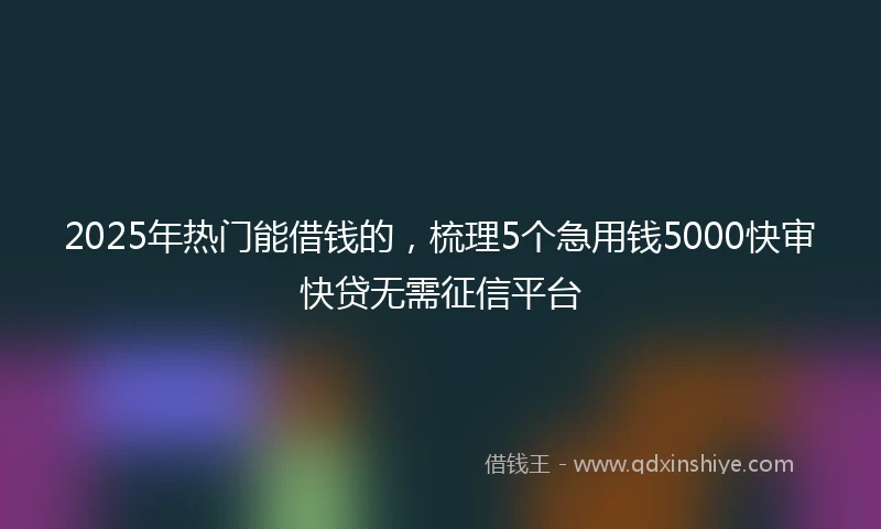 2025年热门能借钱的，梳理5个急用钱5000快审快贷无需征信平台