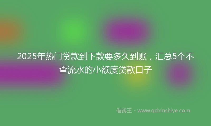 2025年热门贷款到下款要多久到账，汇总5个不查流水的小额度贷款口子