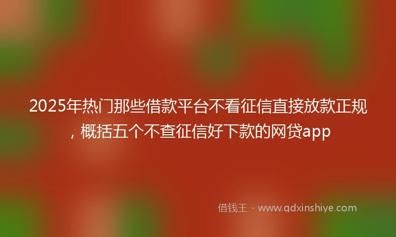2025年热门那些借款平台不看征信直接放款正规，概括五个不查征信好下款的网贷app