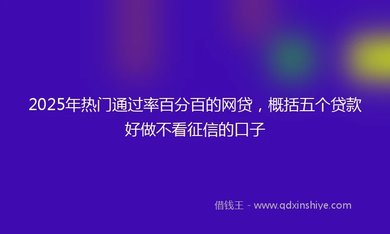 2025年热门通过率百分百的网贷，概括五个贷款好做不看征信的口子