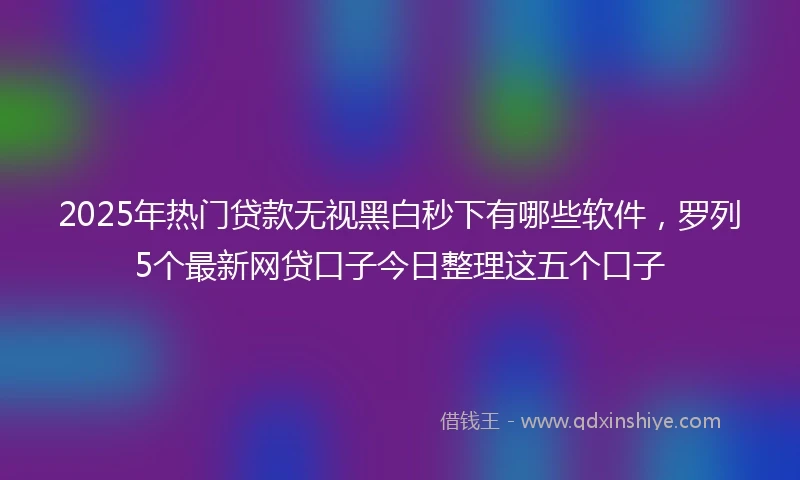 2025年热门贷款无视黑白秒下有哪些软件，罗列5个最新网贷口子今日整理这五个口子