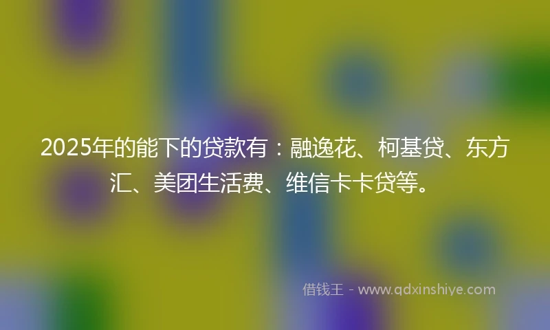 2025年的能下的贷款有：融逸花、柯基贷、东方汇、美团生活费、维信卡卡贷等。