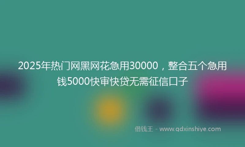 2025年热门网黑网花急用30000，整合五个急用钱5000快审快贷无需征信口子
