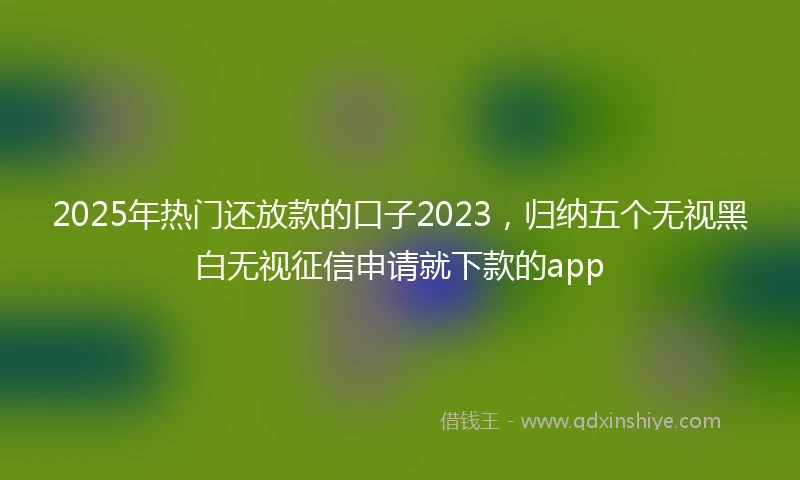 2025年热门还放款的口子2023，归纳五个无视黑白无视征信申请就下款的app