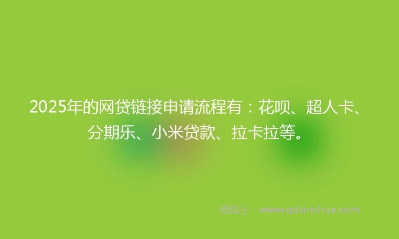 2025年的网贷链接申请流程有：花呗、超人卡、分期乐、小米贷款、拉卡拉等。