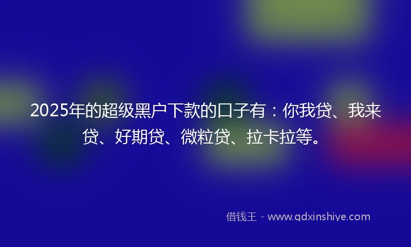 2025年的超级黑户下款的口子有：你我贷、我来贷、好期贷、微粒贷、拉卡拉等。