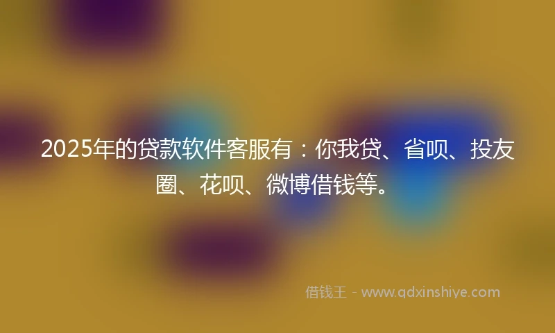 2025年的贷款软件客服有：你我贷、省呗、投友圈、花呗、微博借钱等。