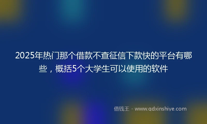 2025年热门那个借款不查征信下款快的平台有哪些，概括5个大学生可以使用的软件