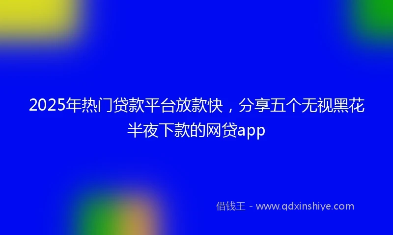 2025年热门贷款平台放款快，分享五个无视黑花半夜下款的网贷app