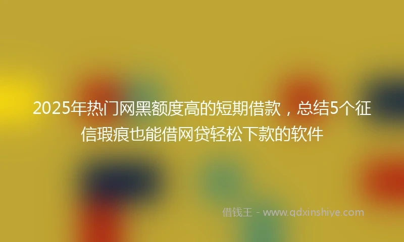 2025年热门网黑额度高的短期借款，总结5个征信瑕疵也能借网贷轻松下款的软件