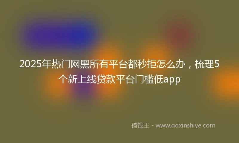 2025年热门网黑所有平台都秒拒怎么办，梳理5个新上线贷款平台门槛低app
