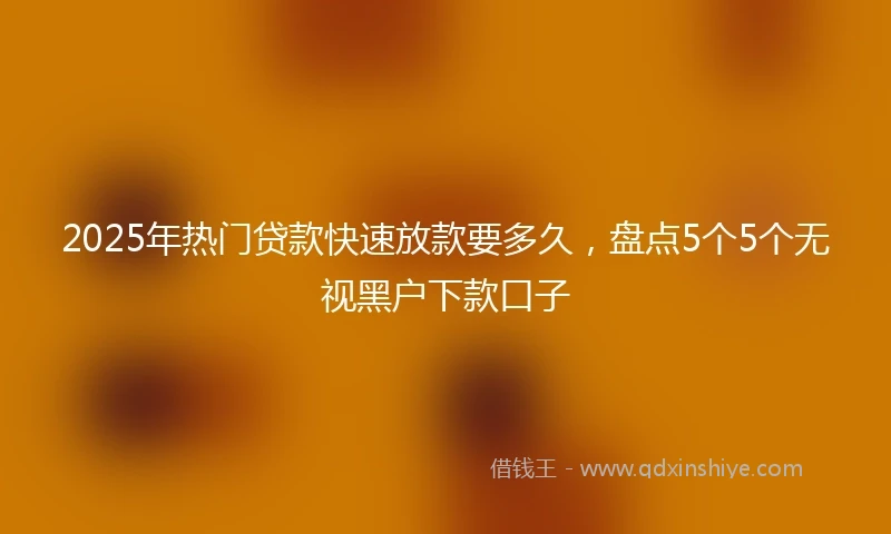 2025年热门贷款快速放款要多久,盘点5个5个无视黑户下款口子