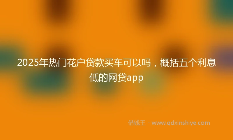 2025年热门花户贷款买车可以吗,概括五个利息低的网贷app