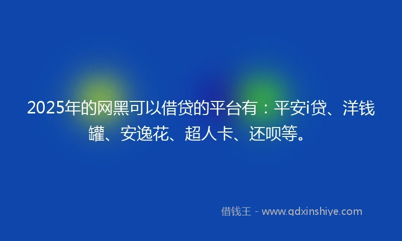 2025年的网黑可以借贷的平台有：平安i贷、洋钱罐、安逸花、超人卡、还呗等。