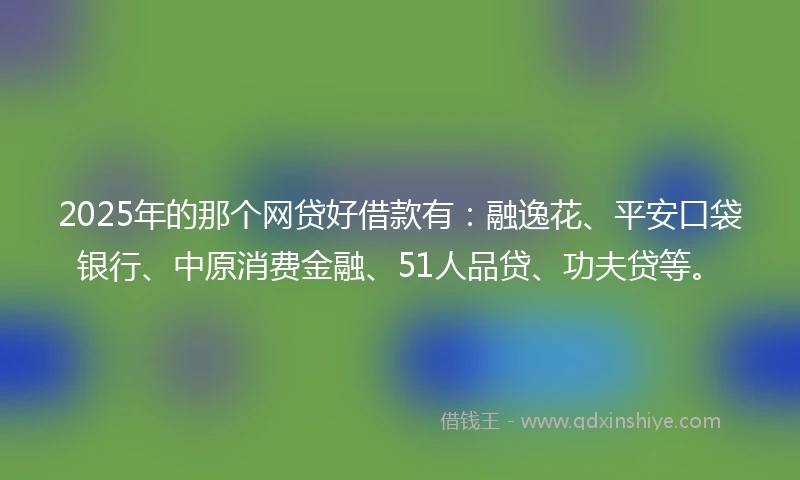 2025年的那个网贷好借款有：融逸花、平安口袋银行、中原消费金融、51人品贷、功夫贷等。