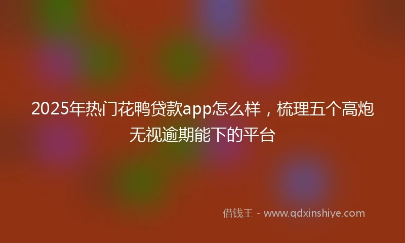 2025年热门花鸭贷款app怎么样，梳理五个高炮无视逾期能下的平台