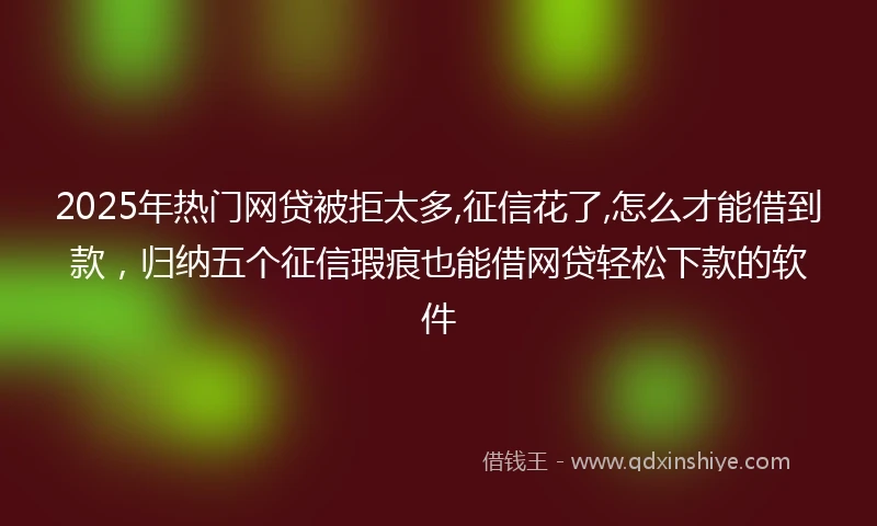 2025年热门网贷被拒太多,征信花了,怎么才能借到款，归纳五个征信瑕疵也能借网贷轻松下款的软件