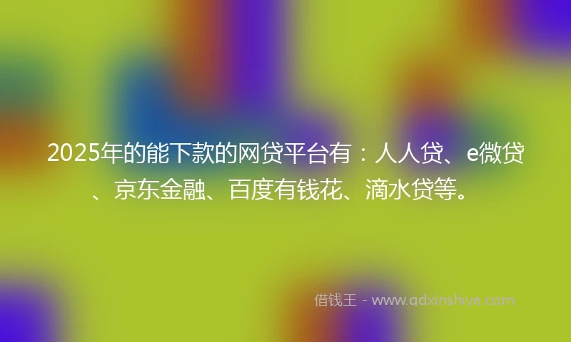 2025年的能下款的网贷平台有：人人贷、e微贷、京东金融、百度有钱花、滴水贷等。