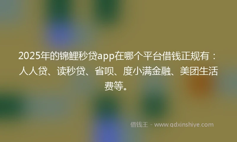 2025年的锦鲤秒贷app在哪个平台借钱正规有：人人贷、读秒贷、省呗、度小满金融、美团生活费等。