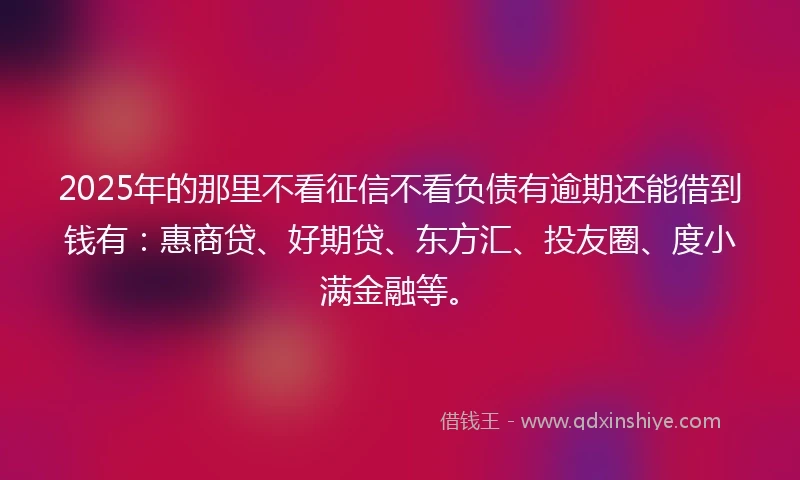 2025年的那里不看征信不看负债有逾期还能借到钱有：惠商贷、好期贷、东方汇、投友圈、度小满金融等。