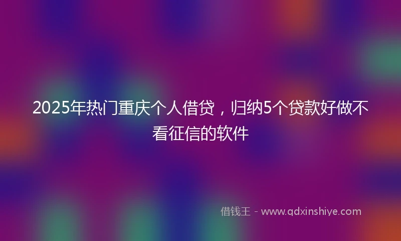 2025年热门重庆个人借贷，归纳5个贷款好做不看征信的软件