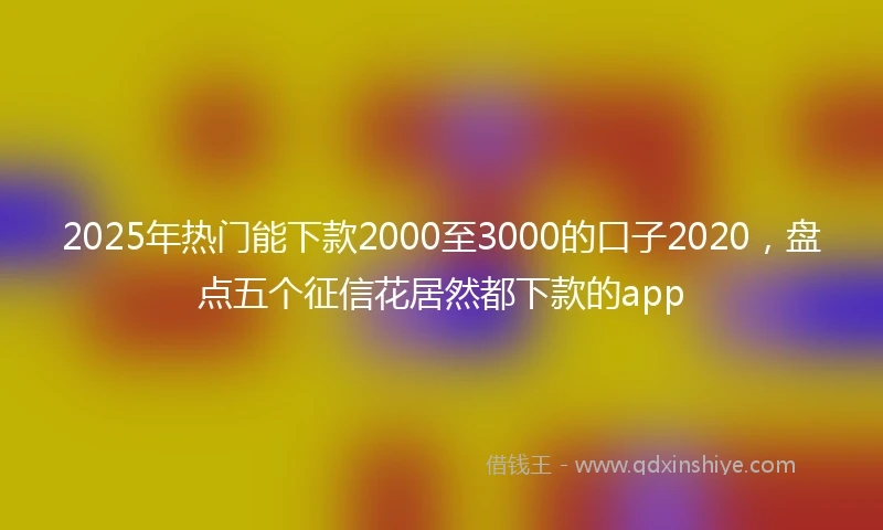 2025年热门能下款2000至3000的口子2020，盘点五个征信花居然都下款的app