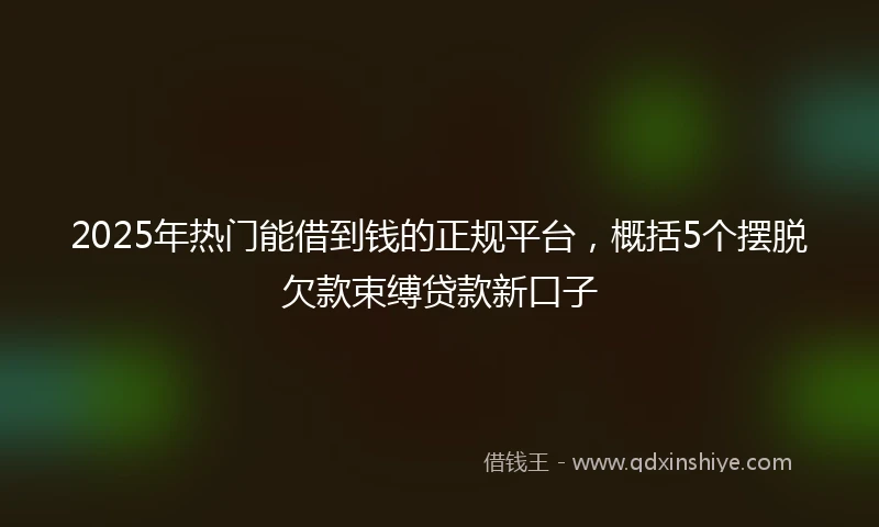 2025年热门能借到钱的正规平台，概括5个摆脱欠款束缚贷款新口子