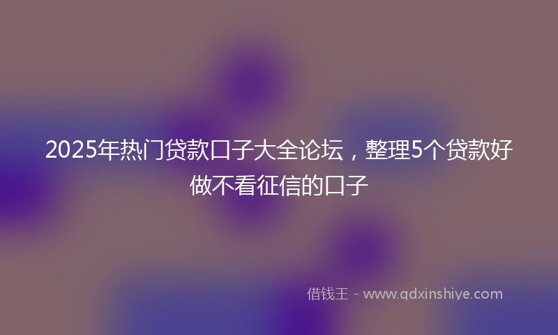 2025年热门贷款口子大全论坛，整理5个贷款好做不看征信的口子