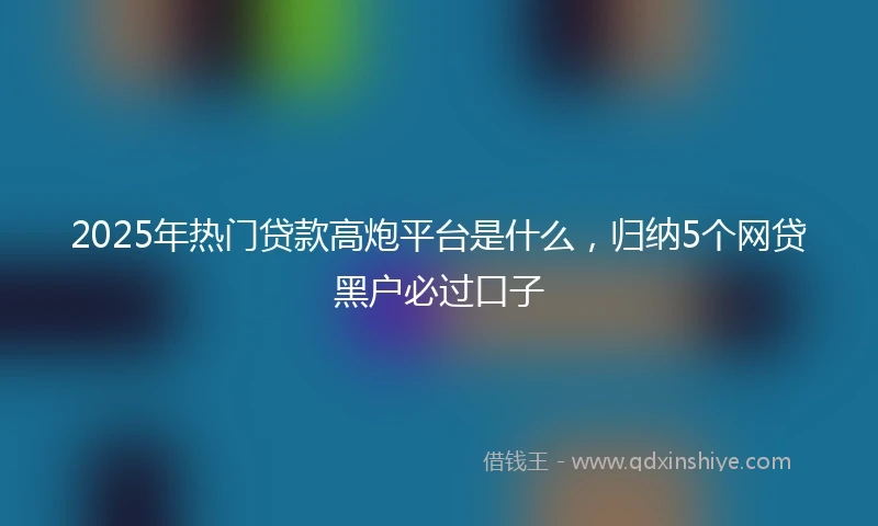 2025年热门贷款高炮平台是什么，归纳5个网贷黑户必过口子