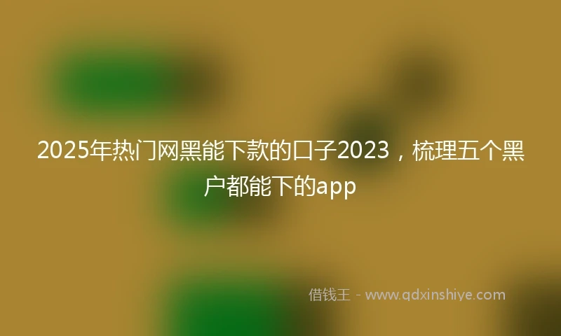 2025年热门网黑能下款的口子2023，梳理五个黑户都能下的app