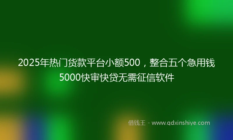 2025年热门货款平台小额500，整合五个急用钱5000快审快贷无需征信软件