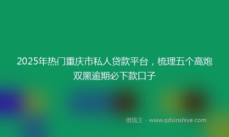 2025年热门重庆市私人贷款平台,梳理五个高炮双黑逾期必下款口子