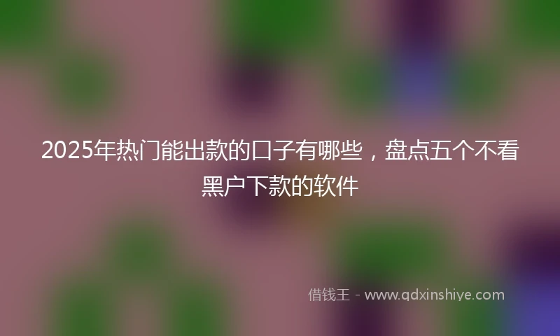 2025年热门能出款的口子有哪些，盘点五个不看黑户下款的软件