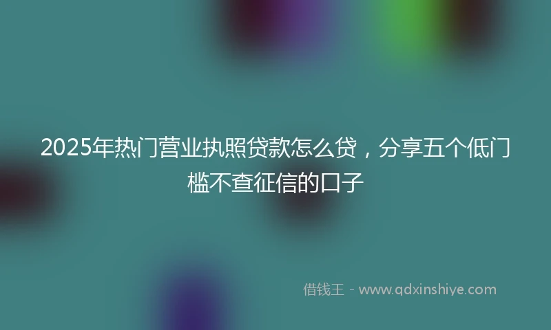 2025年热门营业执照贷款怎么贷，分享五个低门槛不查征信的口子