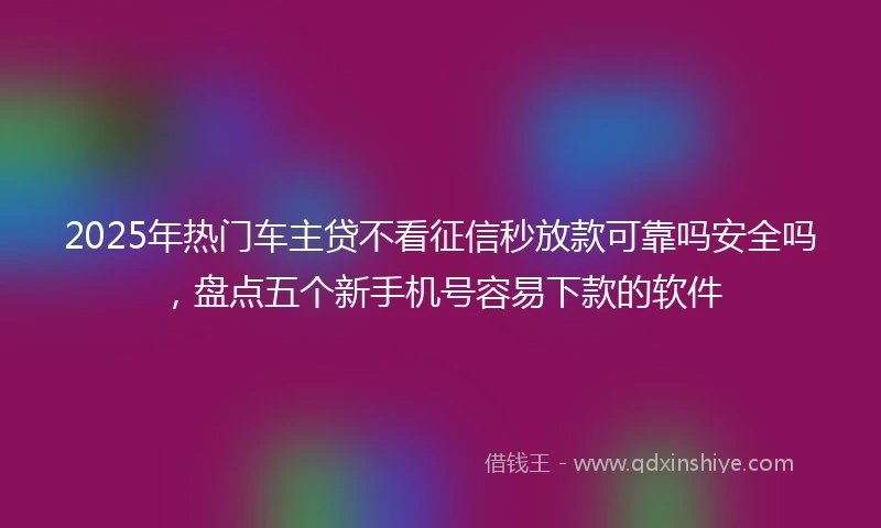 2025年热门车主贷不看征信秒放款可靠吗安全吗,盘点五个新手机号容易下款的软件