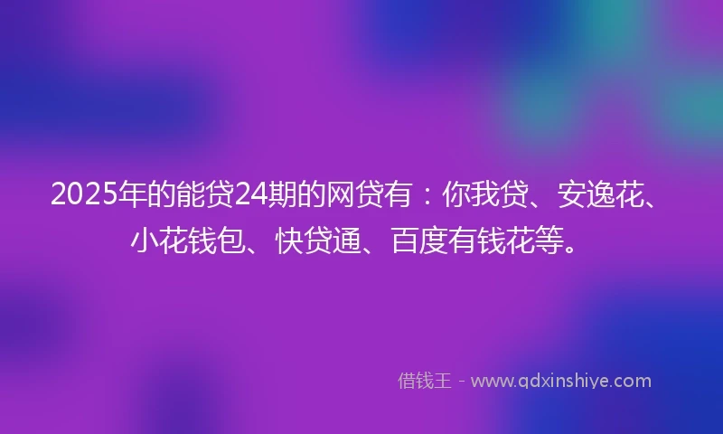 2025年的能贷24期的网贷有：你我贷、安逸花、小花钱包、快贷通、百度有钱花等。