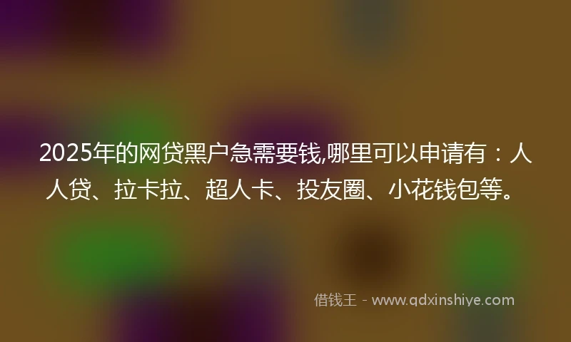 2025年的网贷黑户急需要钱,哪里可以申请有：人人贷、拉卡拉、超人卡、投友圈、小花钱包等。