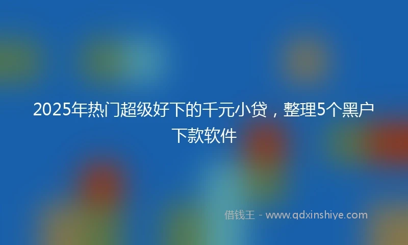 2025年热门超级好下的千元小贷，整理5个黑户下款软件