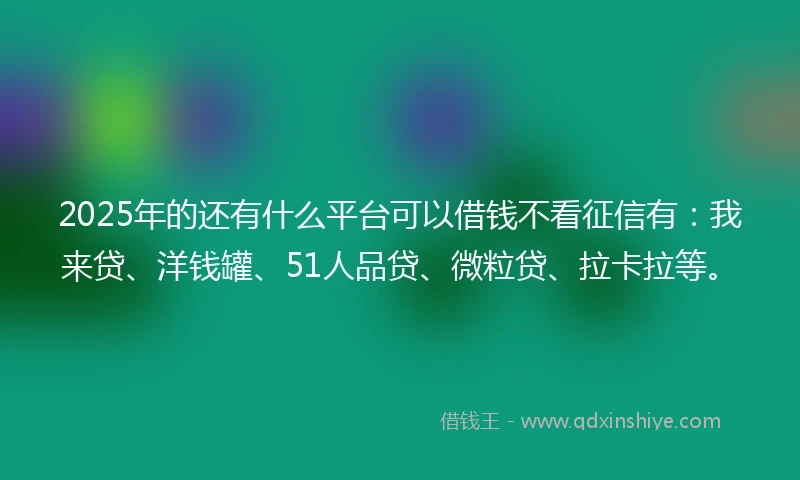 2025年的还有什么平台可以借钱不看征信有：我来贷、洋钱罐、51人品贷、微粒贷、拉卡拉等。