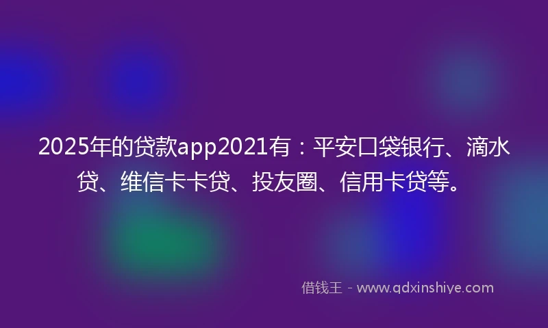 2025年的贷款app2021有：平安口袋银行、滴水贷、维信卡卡贷、投友圈、信用卡贷等。