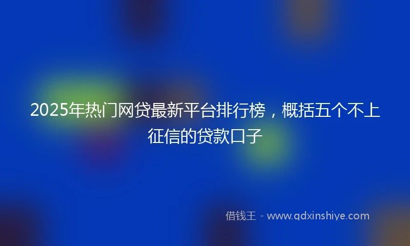 2025年热门网贷最新平台排行榜，概括五个不上征信的贷款口子
