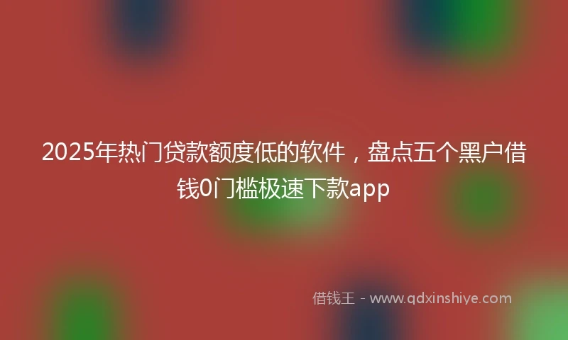 2025年热门贷款额度低的软件，盘点五个黑户借钱0门槛极速下款app