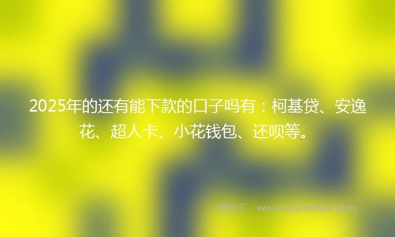 2025年的还有能下款的口子吗有：柯基贷、安逸花、超人卡、小花钱包、还呗等。